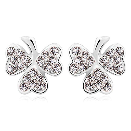 ZMC Women's Rose Gold Plated Austrian Crystals Stud Earrings, Rose Gold/White - ZMC STORE