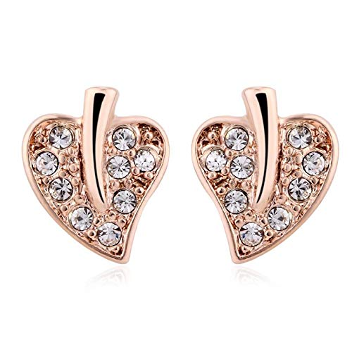 ZMC Women's Rose Gold Plated Austrian Crystals Stud Earrings, Rose Gold/White - ZMC STORE