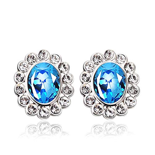 ZMC Women's Rhodium Plated Swarovski and Austrian Crystals Stud Earrings, Silver/Light freeshipping - ZMC STORE