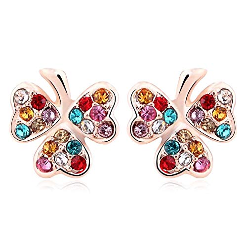 ZMC Women's Rose Gold Plated Alloy Austrian Crystals Stud Earrings, Multi Color freeshipping - ZMC STORE