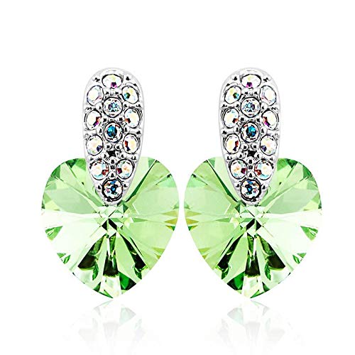 ZMC Women's Rhodium Plated Alloy Swarovski and Austrian Crystals Stud Earrings, Silver/Olive freeshipping - ZMC STORE