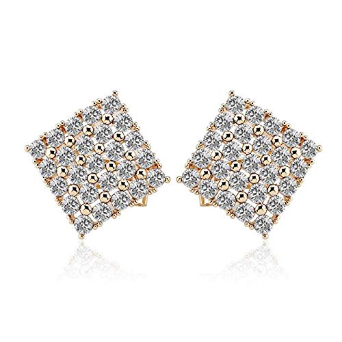 ZMC Women's 18K Gold Plated Alloy Austrian Crystals Stud Earrings, Gold/White - ZMC STORE