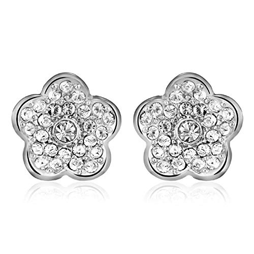 ZMC Women's Rhodium Plated Austrian Crystals Stud Earrings, White freeshipping - ZMC STORE
