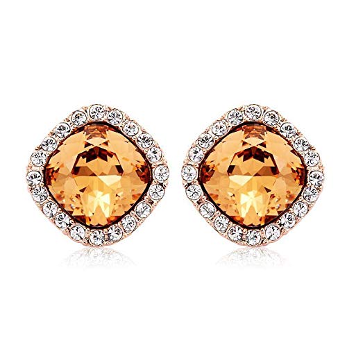 ZMC Women's Rose Gold Plated Swarovski and Austrian Crystals Stud Earrings, Rose Gold/ - ZMC STORE