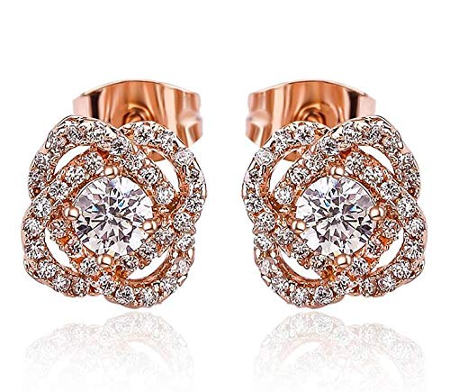 ZMC Women's Rhodium Plated Swarovski and Austrian Crystals Stud Earrings, White freeshipping - ZMC STORE
