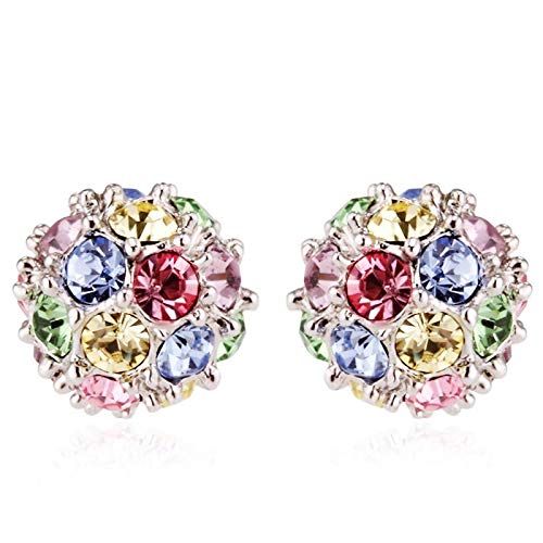 ZMC Women's Rhodium Plated Alloy Austrian Crystals Stud Earrings, Multi Color freeshipping - ZMC STORE