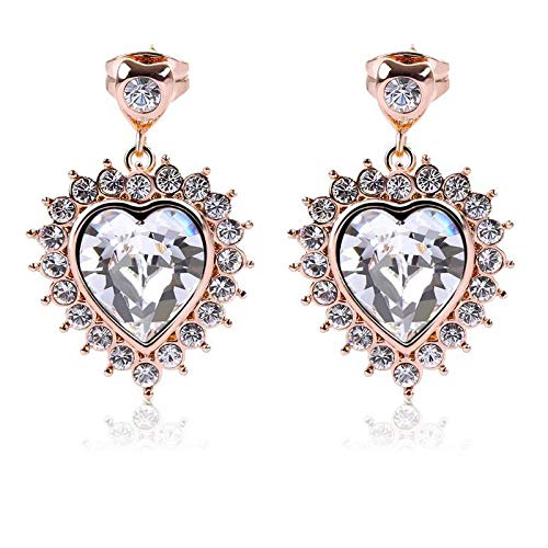 ZMC Women's Rose Gold Plated Swarovski and Austrian Crystals Dangle Earrings, Rose Gold/ - ZMC STORE
