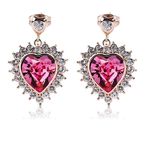 ZMC Women's Rose Gold Plated Swarovski and Austrian Crystals Dangle Earrings, Rose Gold/ - ZMC STORE