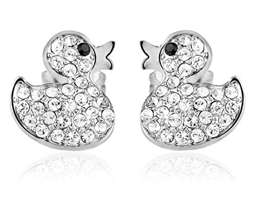 ZMC Women's Rhodium Plated Alloy Austrian Crystals Stud Earrings, Silver/White freeshipping - ZMC STORE