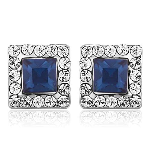 ZMC Women's Rhodium Plated Swarovski and Austrian Crystals Stud Earrings, Silver/Black freeshipping - ZMC STORE