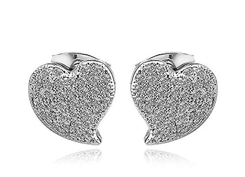 ZMC Women's Rhodium Plated Alloy Austrian Crystals Stud Earrings, Silver/White freeshipping - ZMC STORE