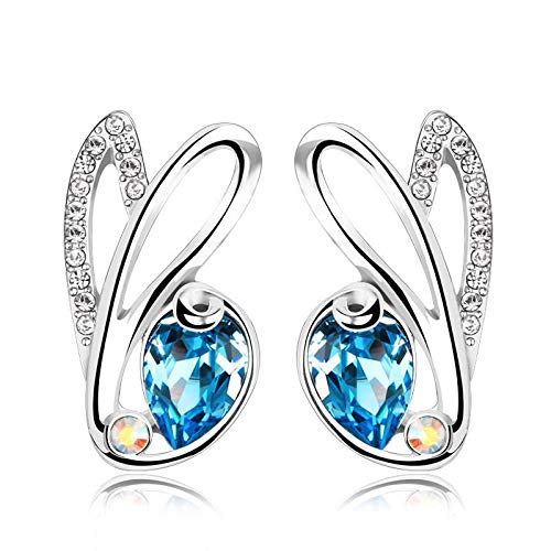 ZMC Women's Rhodium Plated Swarovski and Austrian Crystals Stud Earrings, Silver/Hot freeshipping - ZMC STORE
