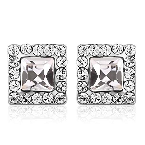 ZMC Women's Rhodium Plated Swarovski and Austrian Crystals Stud Earrings, Silver/Black freeshipping - ZMC STORE