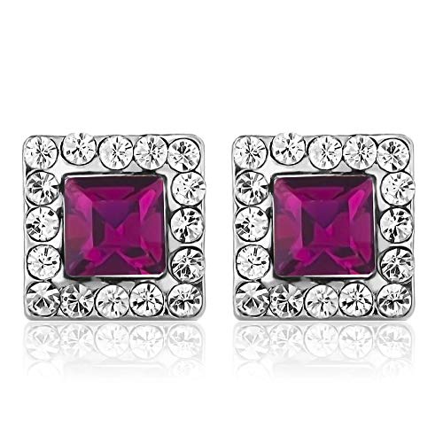 ZMC Women's Rhodium Plated Swarovski and Austrian Crystals Stud Earrings, Silver/Black freeshipping - ZMC STORE