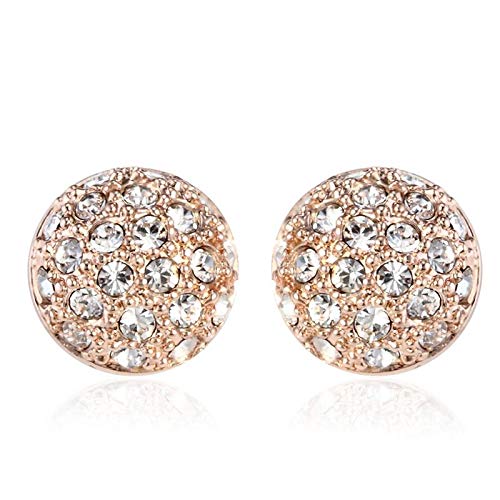 ZMC Women's Rose Gold Plated Austrian Crystals Stud Earrings, Rose Gold/White - ZMC STORE