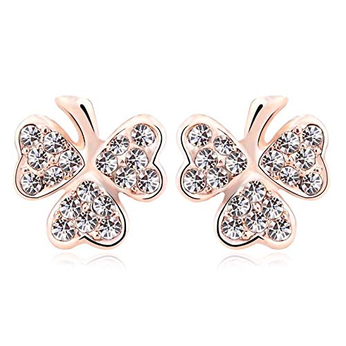 ZMC Women's Rose Gold Plated Austrian Crystals Stud Earrings, Rose Gold/White - ZMC STORE